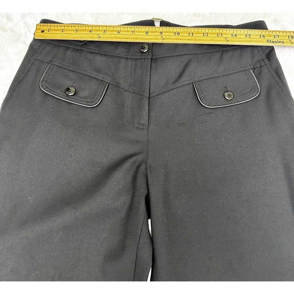 Patrizia Pepe Women's Black Wool Blend Flat Front Flare Pants Sz 44/M Italy